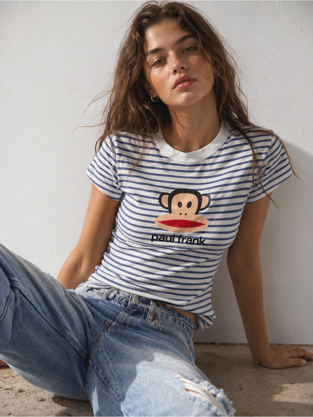 New Paul Frank Stripe Graphic Tee Shirt